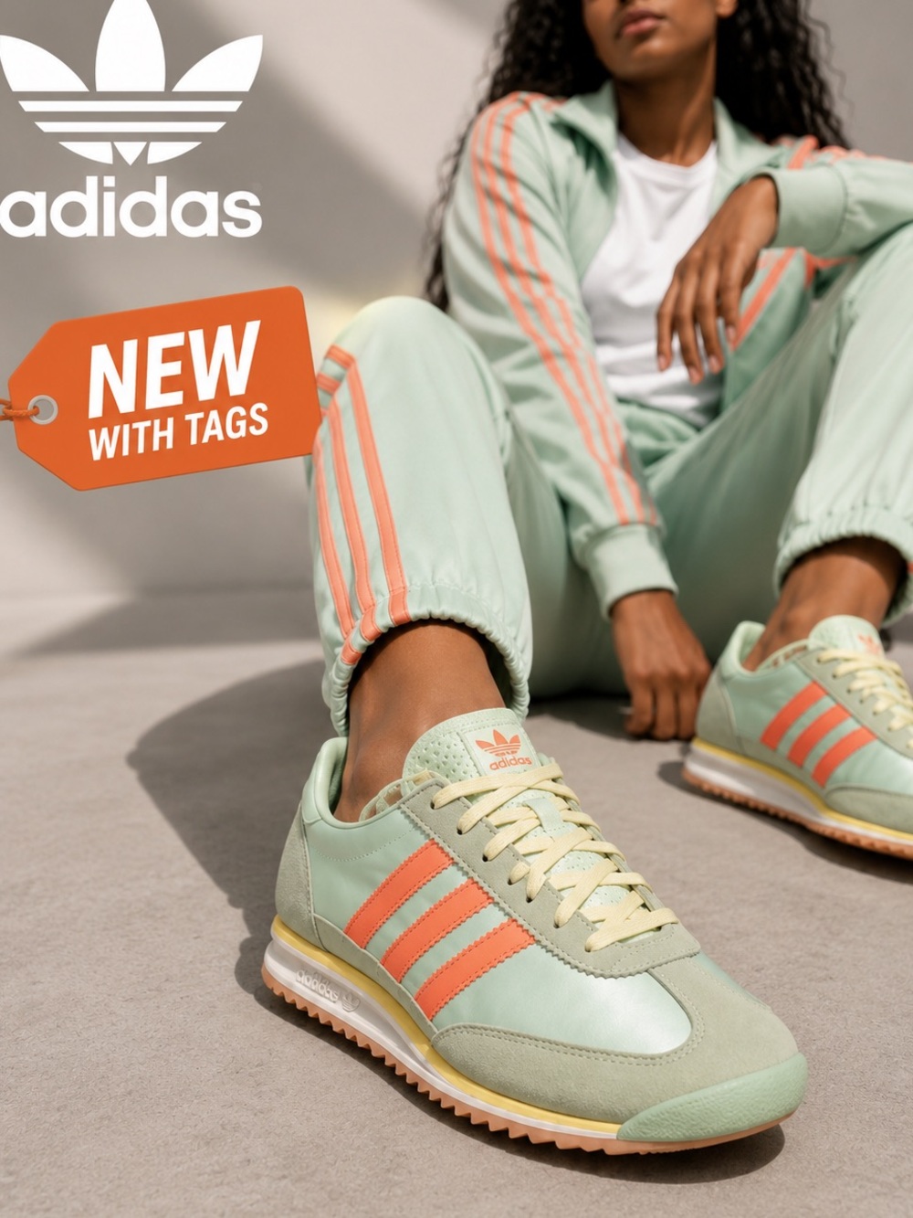 Adidas ARCHIVAL RUNNING SHOES SATIN SL 72 OG Shoes Semi Green Spark Solar Orange